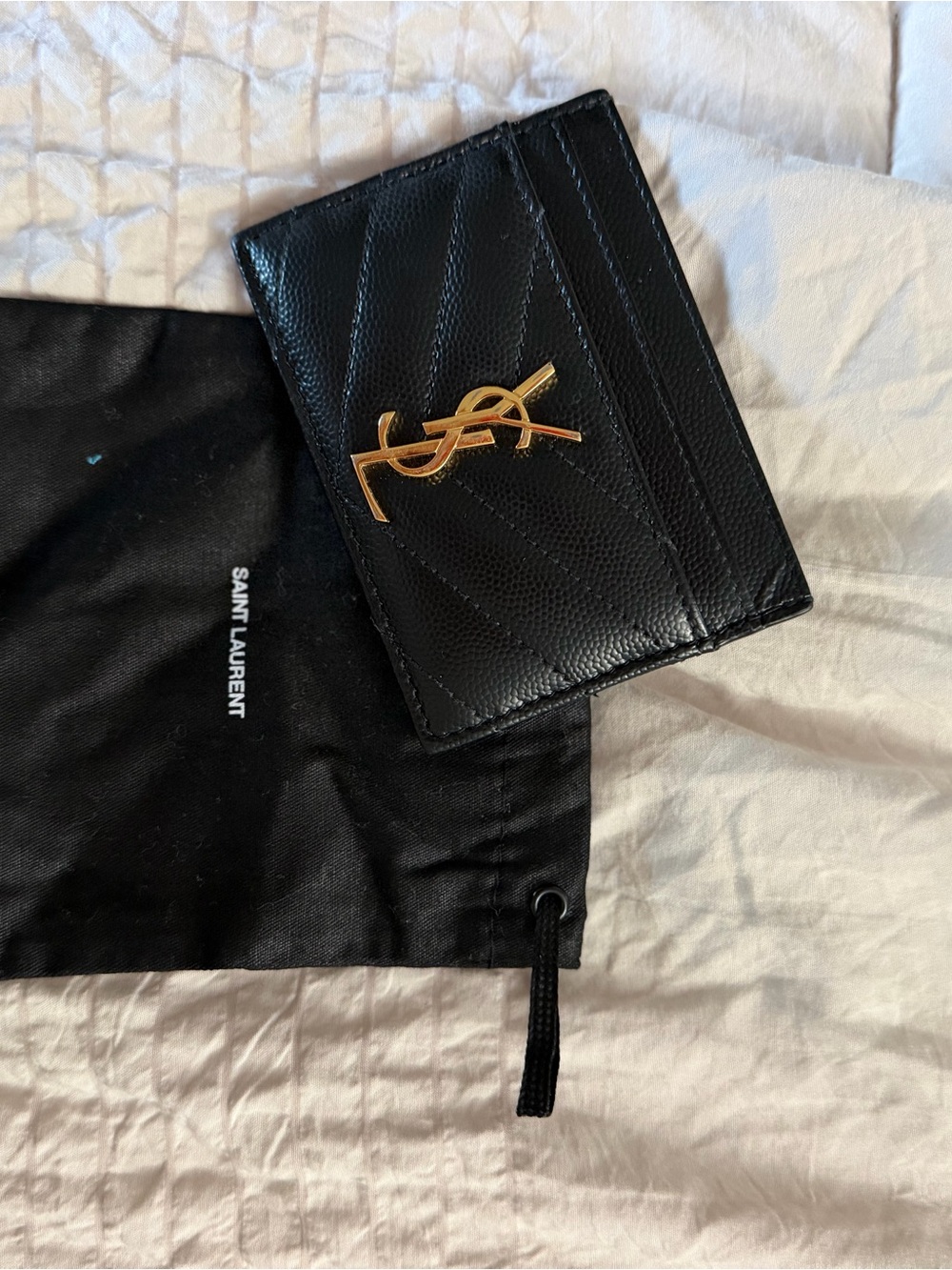 Saint Laurent YSL Black Monogram Card Holder – Authentic